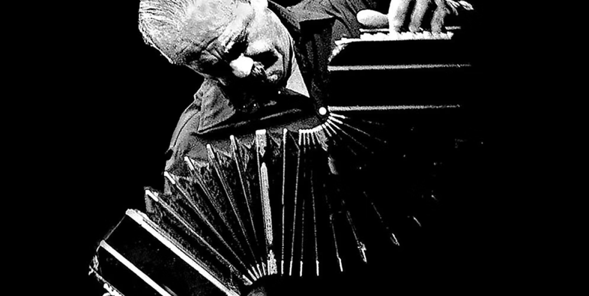 Astor Piazzolla playing the bandoneon